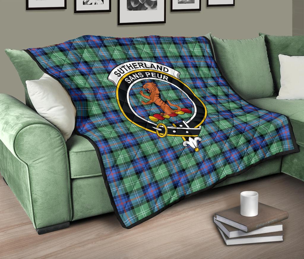 Sutherland Old Ancient Tartan Crest Quilt