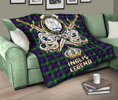 Inglis Modern Tartan Crest Legend Gold Royal Premium Quilt - SP