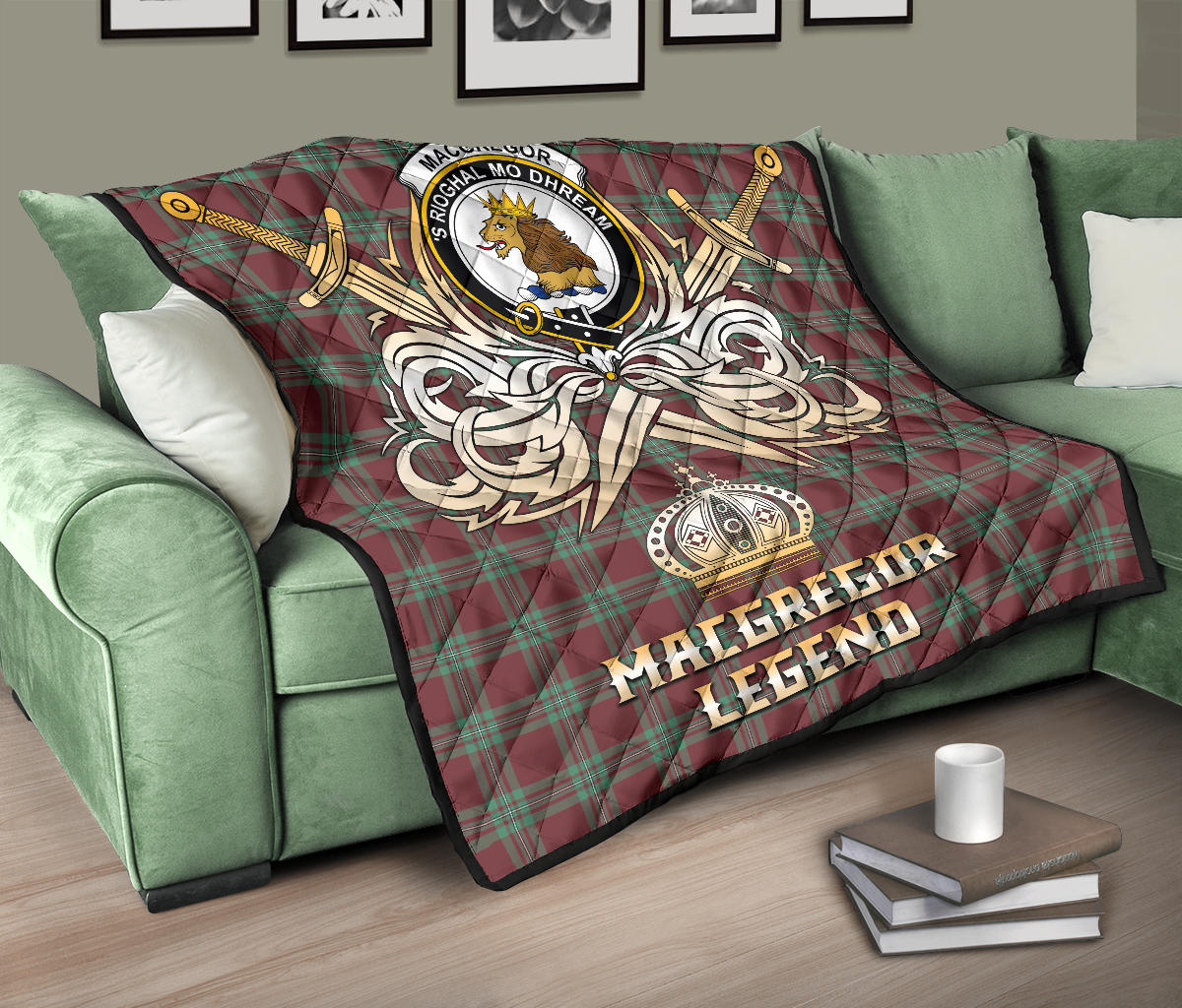 MacGregor Hunting Ancient Tartan Crest Legend Gold Royal Premium Quilt - SP