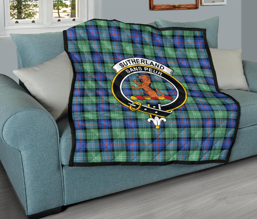 Sutherland Old Ancient Tartan Crest Quilt