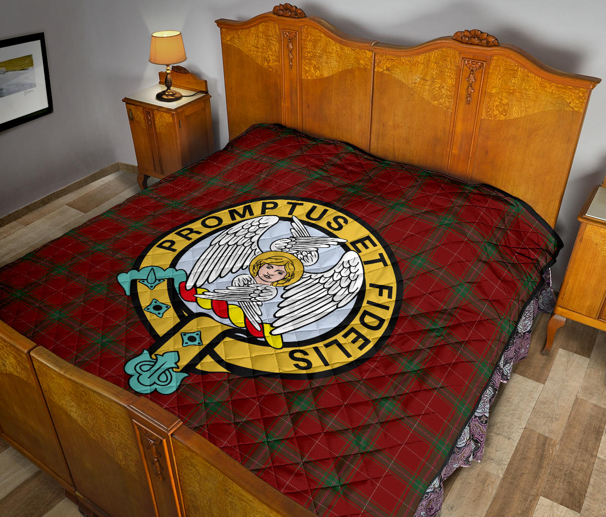 Carruthers Family Tartan Official Crest Premium Quilt