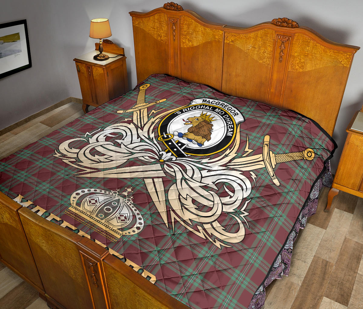 MacGregor Hunting Ancient Tartan Crest Legend Gold Royal Premium Quilt - SP