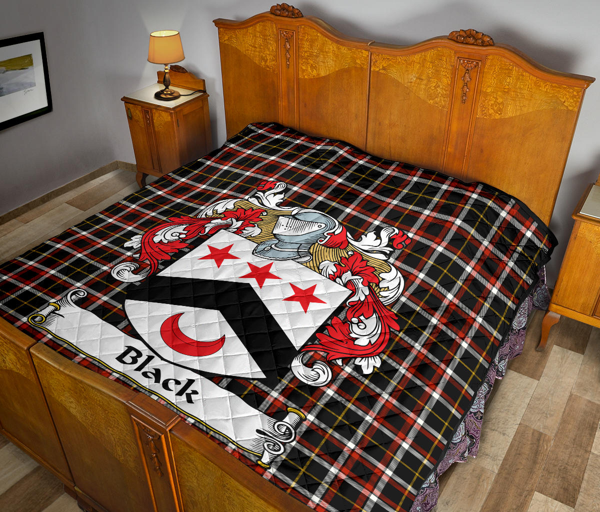 Black Tartan Crest Quilt - SP