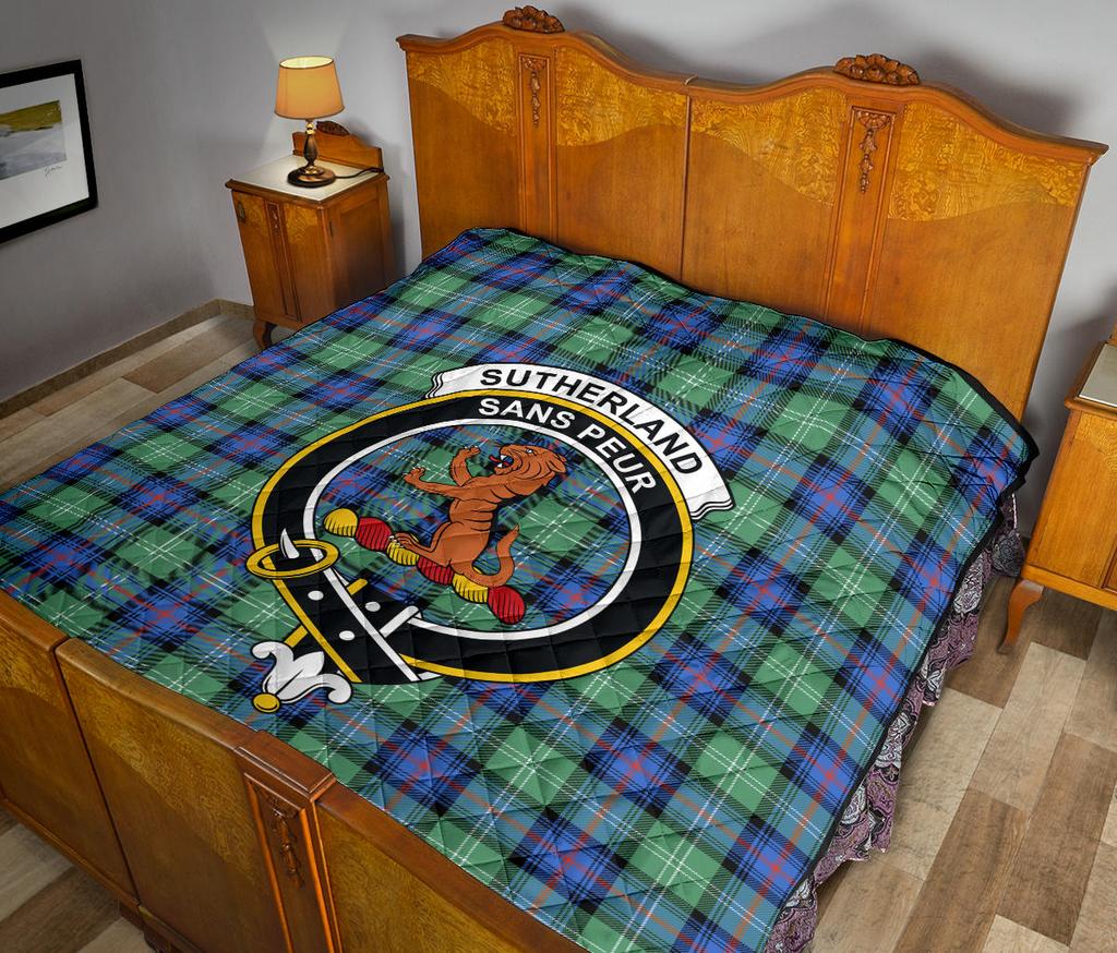 Sutherland Old Ancient Tartan Crest Quilt