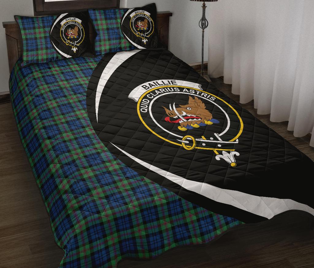 Baillie Ancient Tartan Crest Circle Style Quilt Bed Set