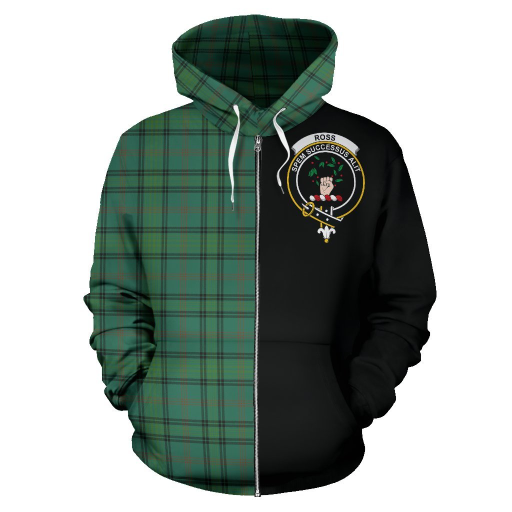 Ross Hunting Ancient Tartan Crest Zipper Hoodie - Half Of Me Style