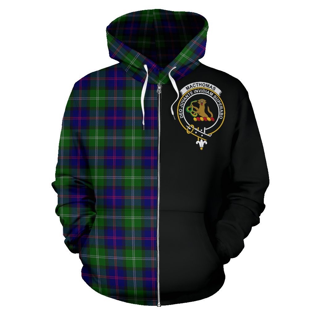 MacThomas Modern Tartan Crest Zipper Hoodie - Half Of Me Style