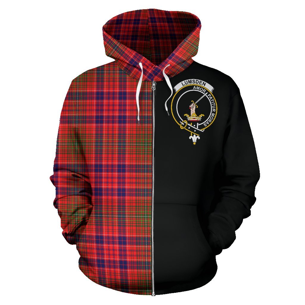 Lumsden Modern Tartan Crest Zipper Hoodie - Half Of Me Style