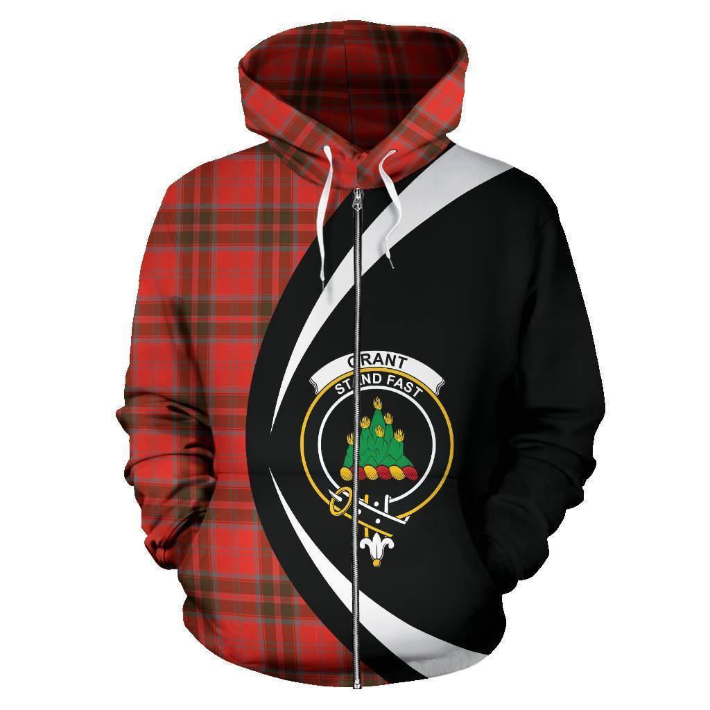 Grant Weathered Tartan Crest Zipper Hoodie - Circle Style