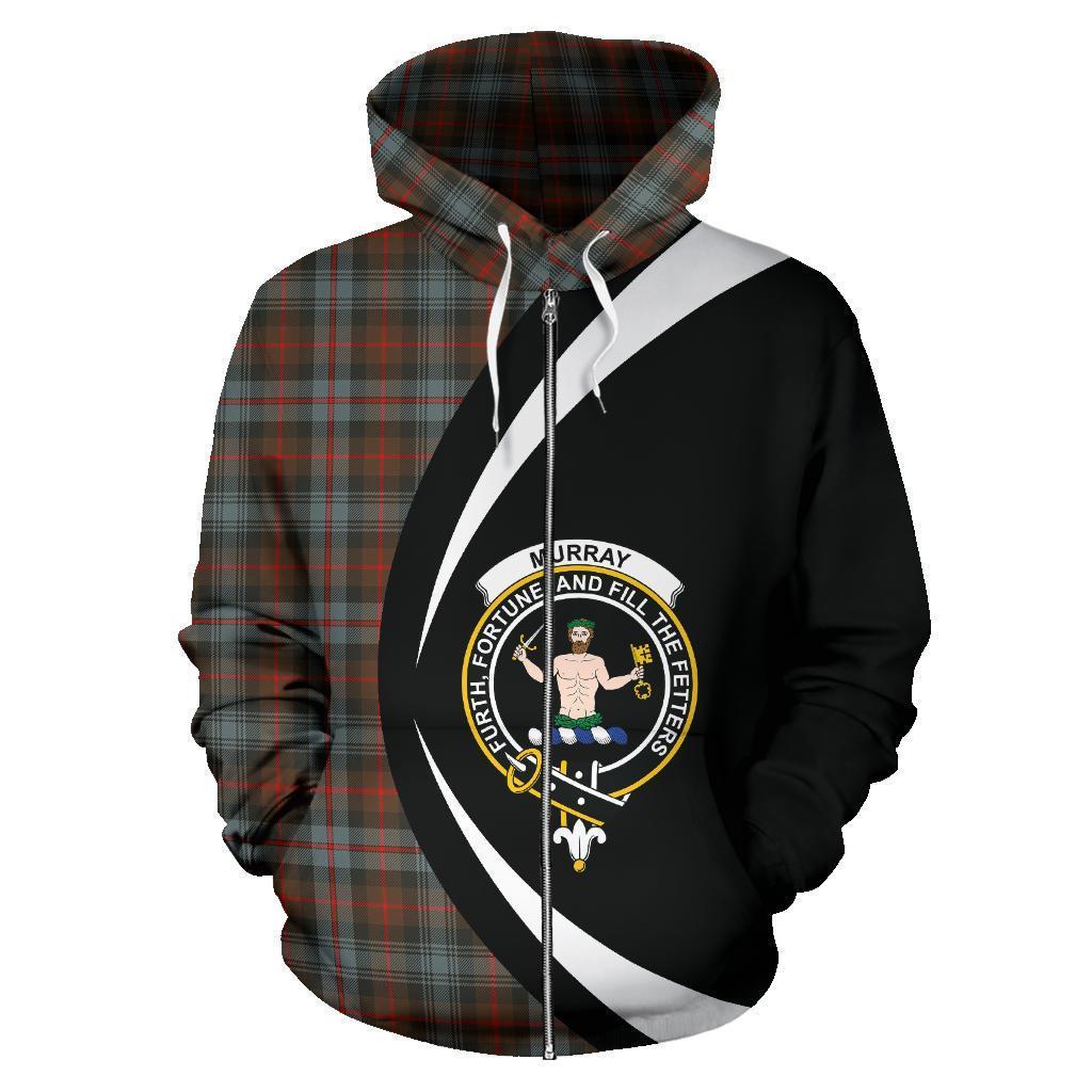 Murray of Atholl Weathered Tartan Crest Zipper Hoodie - Circle Style