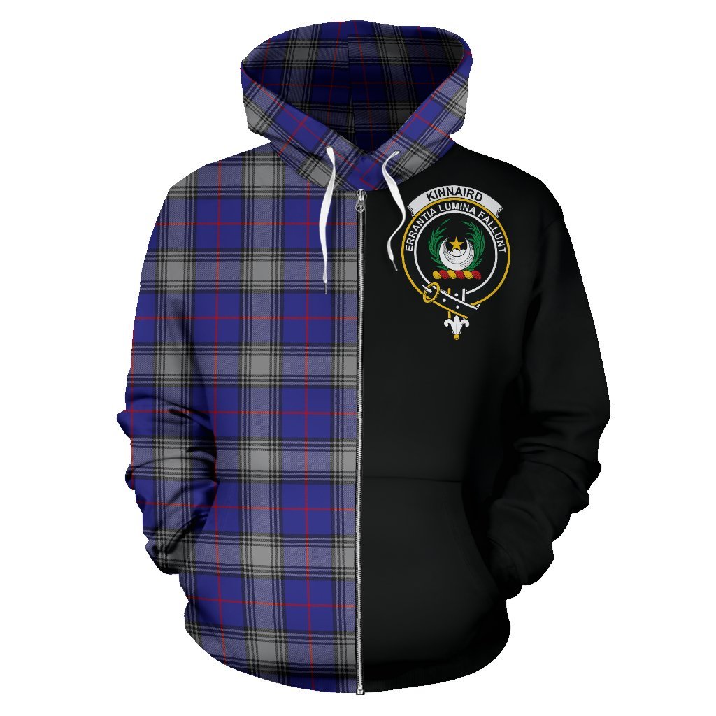 Kinnaird Tartan Crest Zipper Hoodie - Half Of Me Style