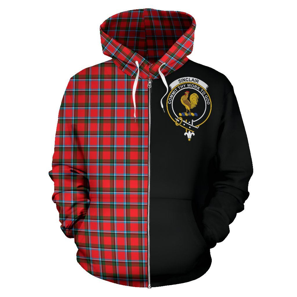 Sinclair Modern Tartan Crest Zipper Hoodie - Half Of Me Style