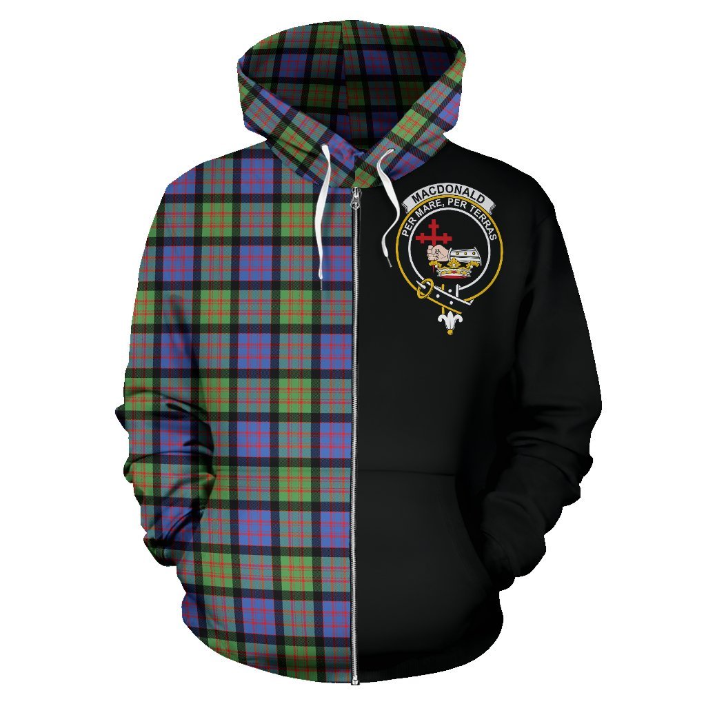 MacDonald Ancient Tartan Crest Zipper Hoodie - Half Of Me Style