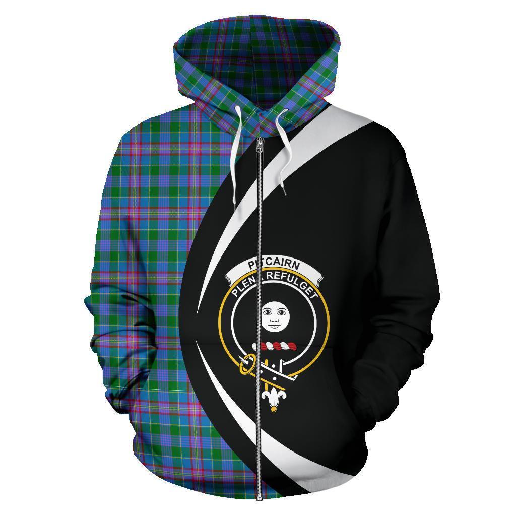 Pitcairn Hunting Tartan Crest Zipper Hoodie - Circle Style