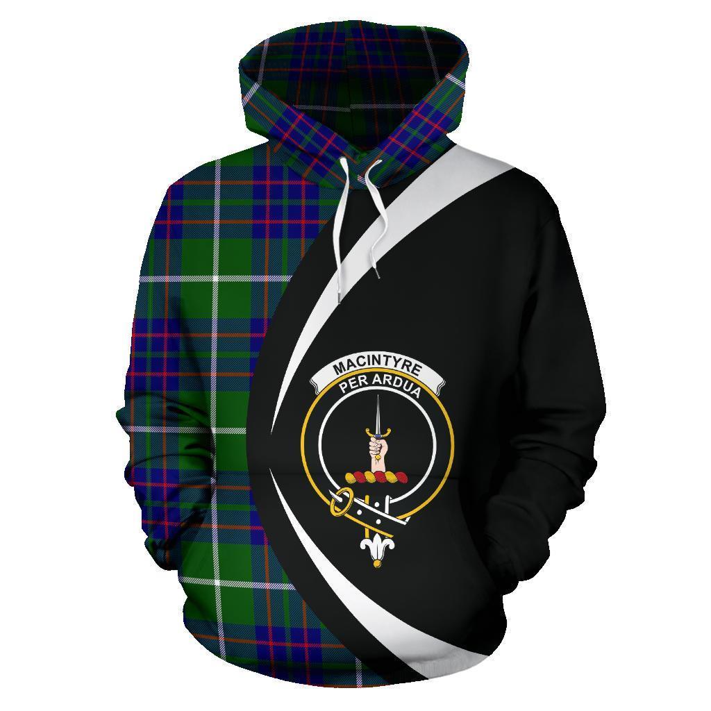 MacIntyre Hunting Modern Tartan Crest Hoodie - Circle Style