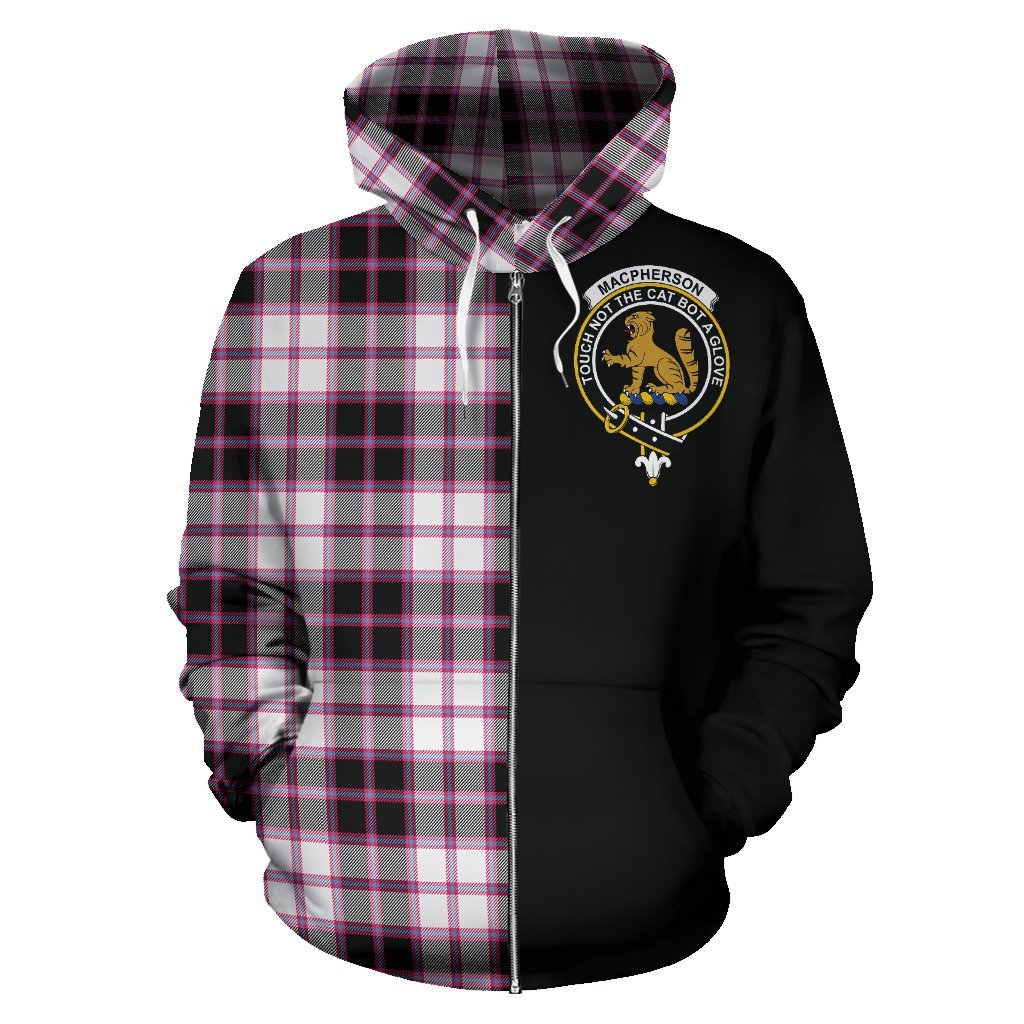 MacPherson Hunting Modern Tartan Crest Zipper Hoodie - Half Of Me Style