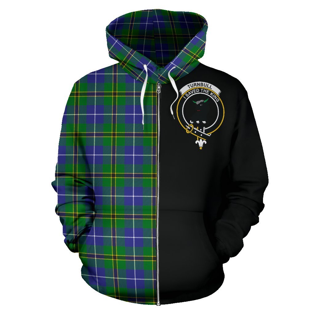 Turnbull Hunting Tartan Crest Zipper Hoodie - Half Of Me Style