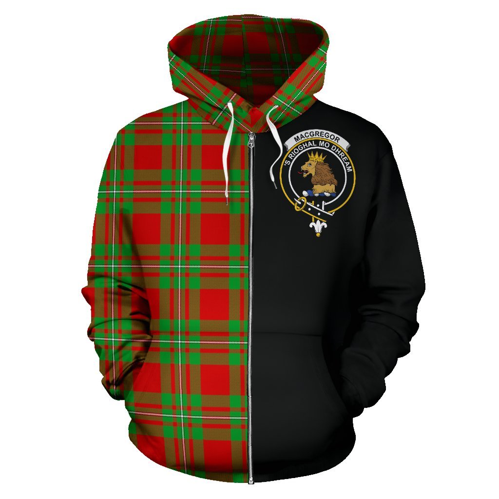 MacGregor Modern Tartan Crest Zipper Hoodie - Half Of Me Style