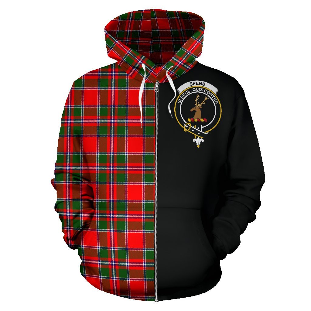 Spens Modern Tartan Crest Zipper Hoodie - Half Of Me Style