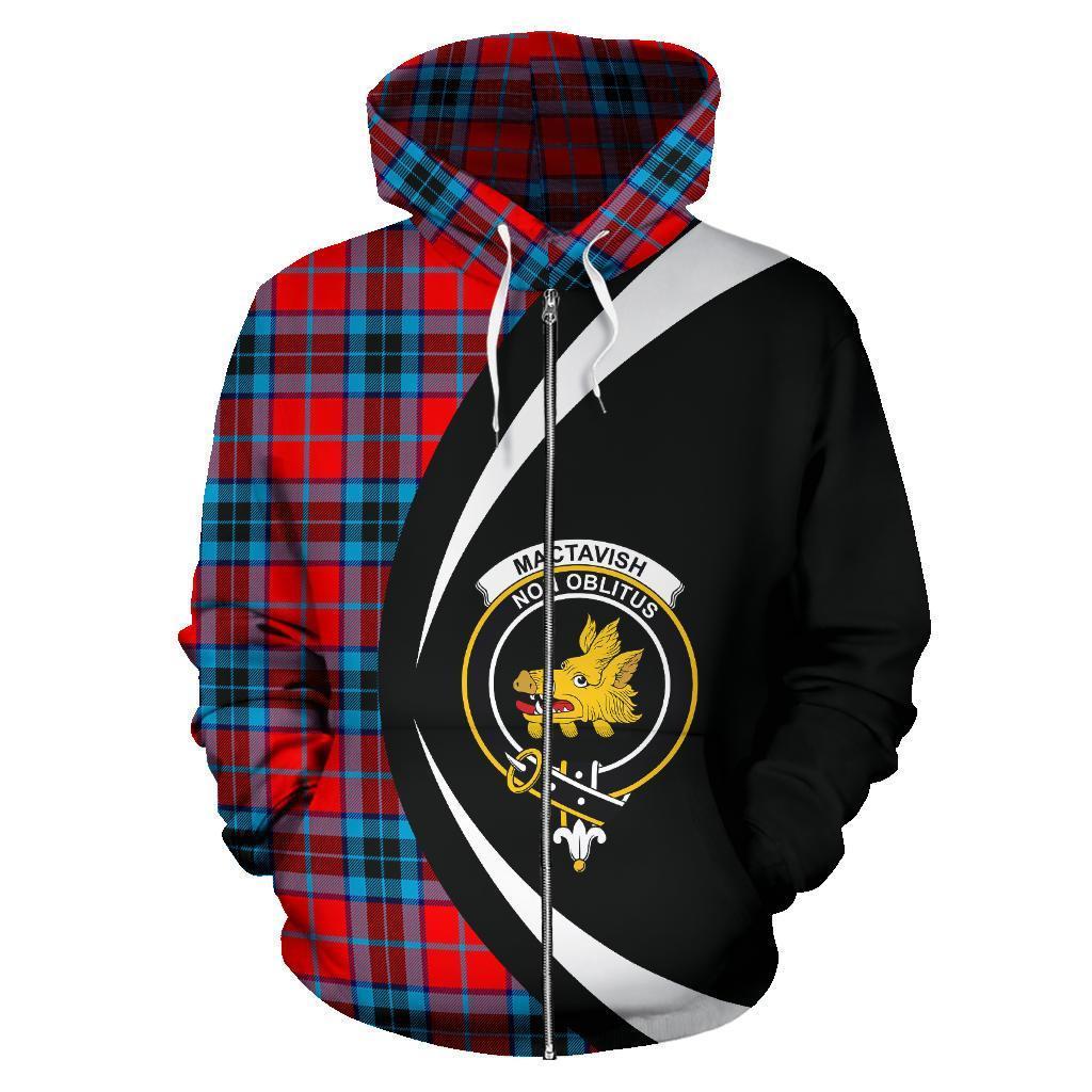 MacTavish Modern Tartan Crest Zipper Hoodie - Circle Style