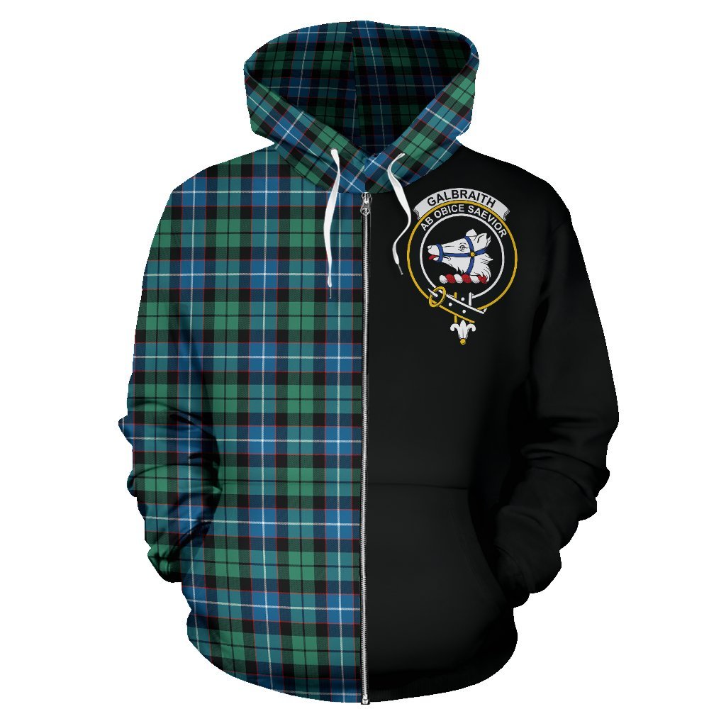 Galbraith Ancient Tartan Crest Zipper Hoodie - Half Of Me Style