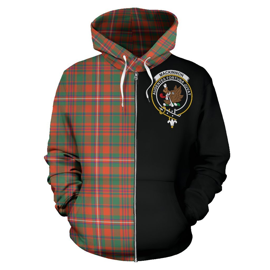 MacKinnon Ancient Tartan Crest Zipper Hoodie - Half Of Me Style