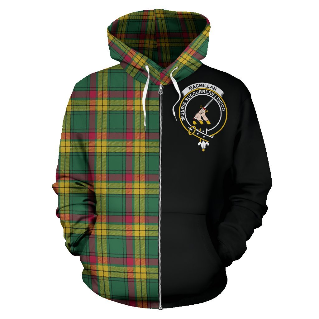 MacMillan Old Ancient Tartan Crest Zipper Hoodie - Half Of Me Style