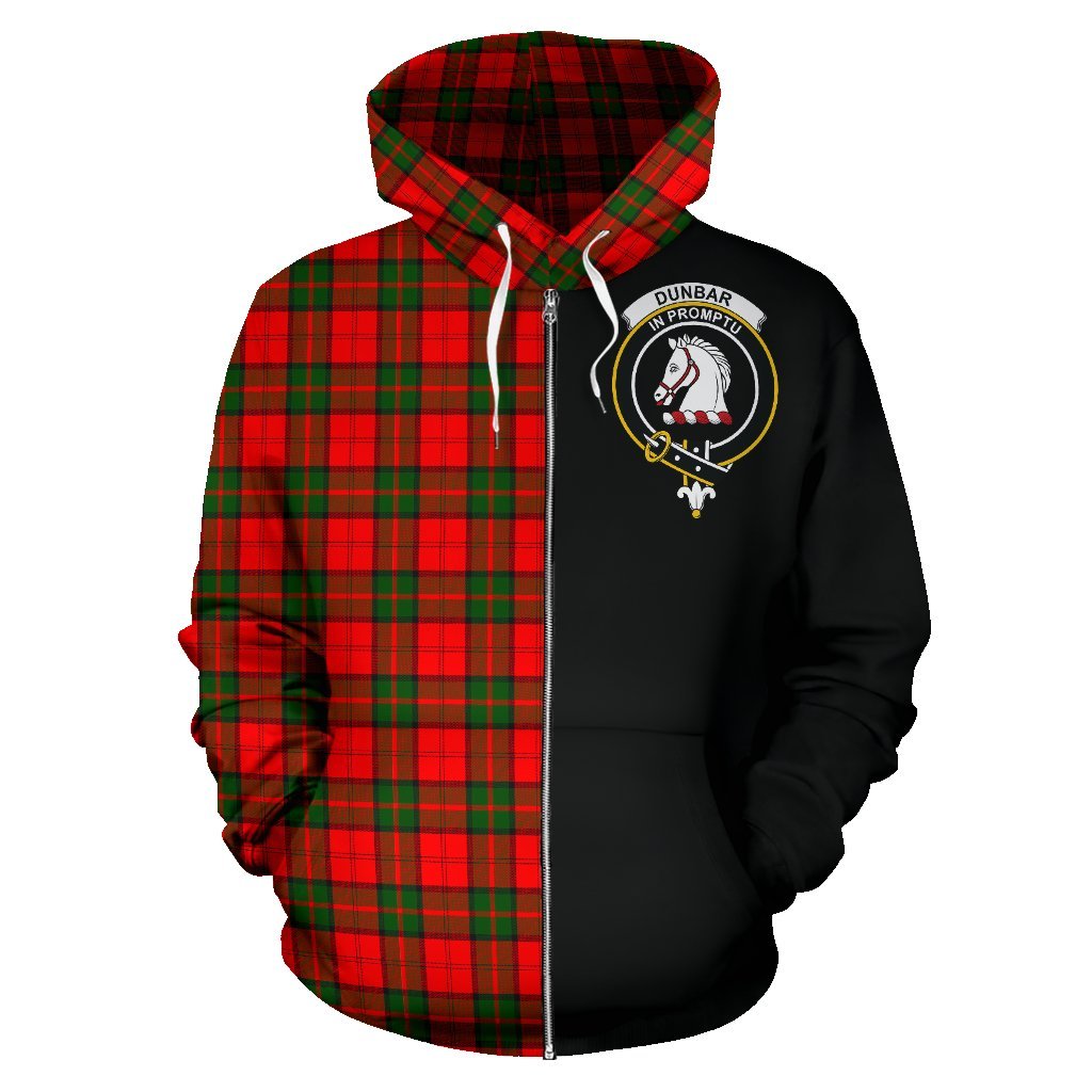 Dunbar Modern Tartan Crest Zipper Hoodie - Half Of Me Style