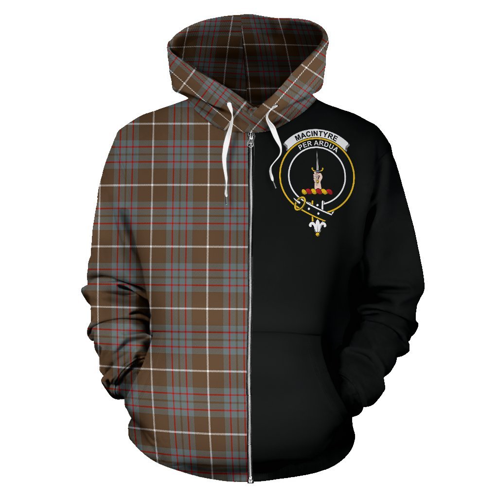 MacIntyre Hunting Weathered Tartan Crest Zipper Hoodie - Half Of Me Style