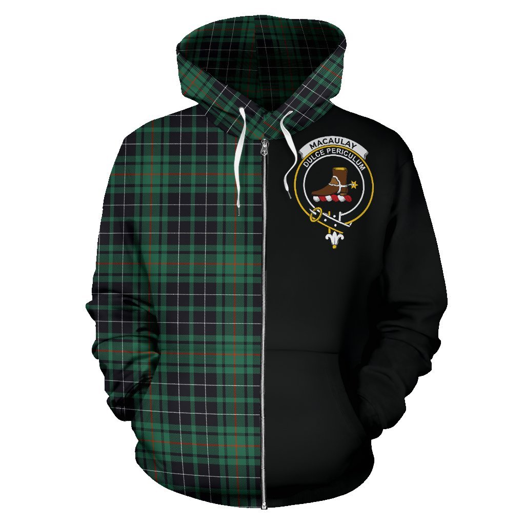 MacAulay Hunting Ancient Tartan Crest Zipper Hoodie - Half Of Me Style