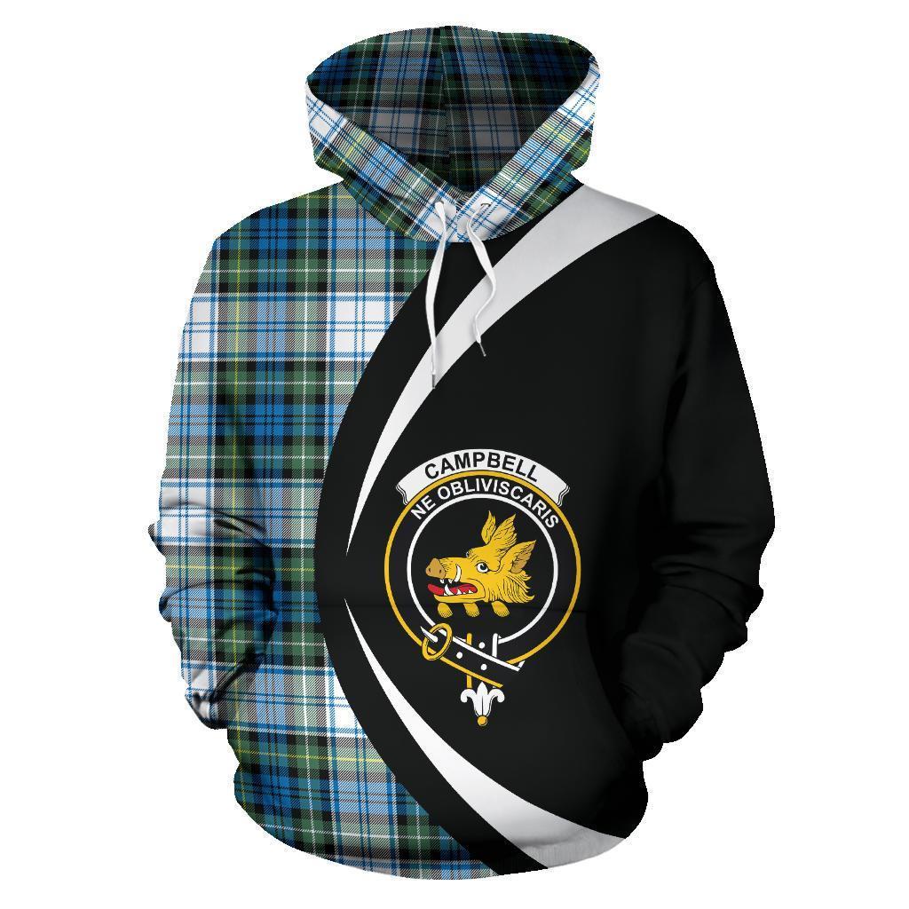 Campbell Faded Tartan Crest Hoodie - Circle Style