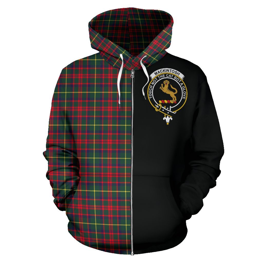 MacKintosh Hunting Modern Tartan Crest Zipper Hoodie - Half Of Me Style