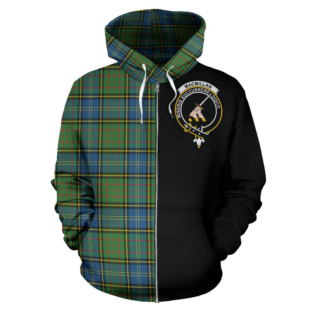 MacMillan Hunting Ancient Tartan Crest Zipper Hoodie - Half Of Me Style