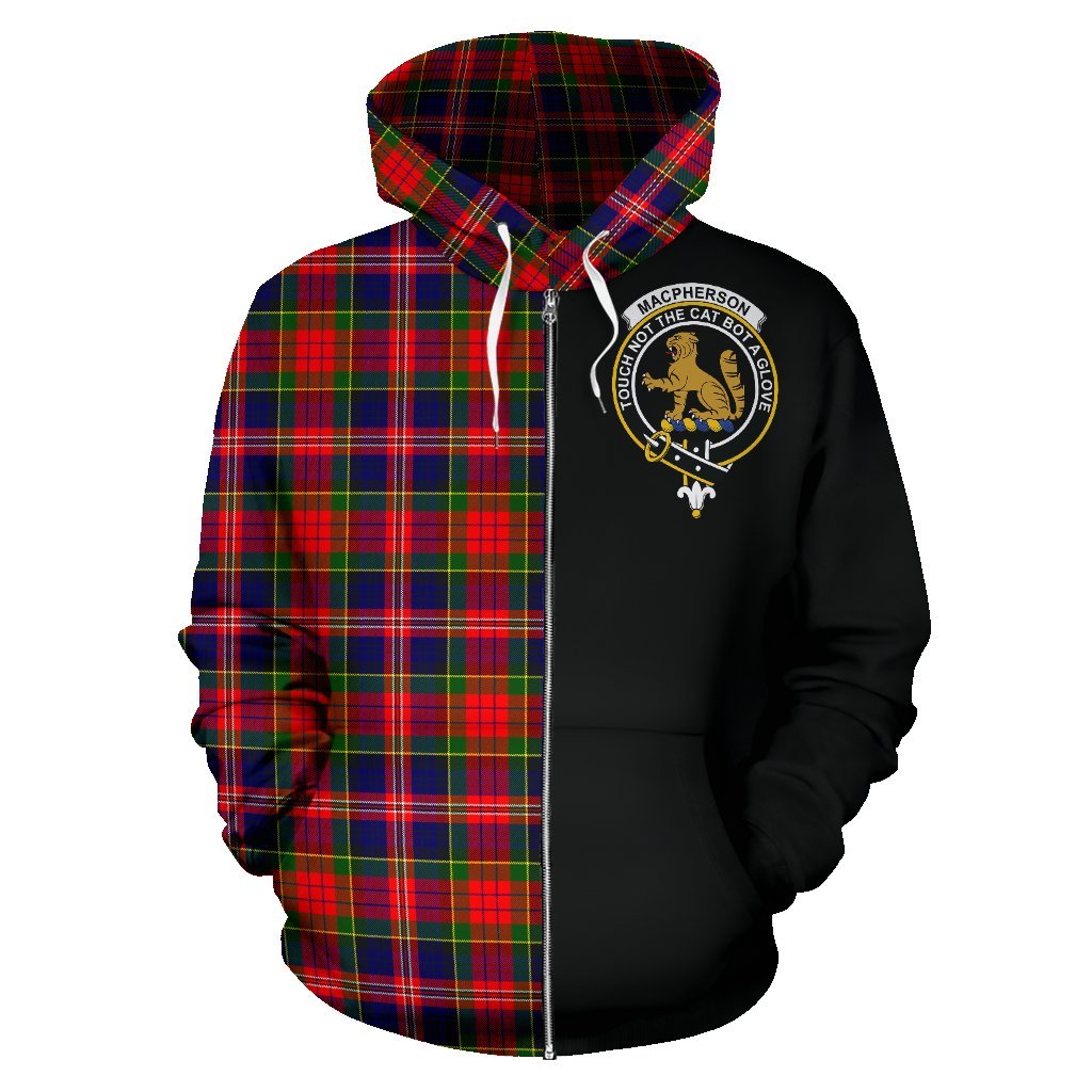 MacPherson Modern Tartan Crest Zipper Hoodie - Half Of Me Style