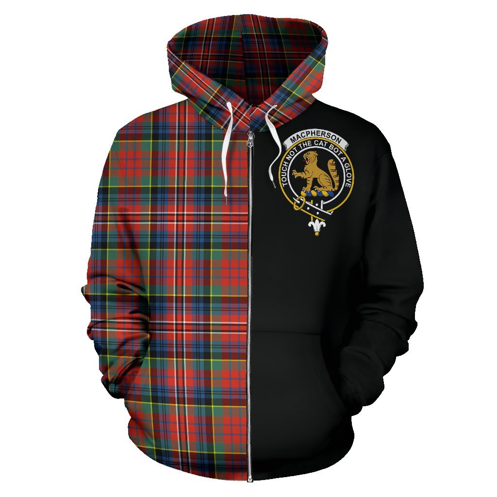 MacPherson Ancient Tartan Crest Zipper Hoodie - Half Of Me Style