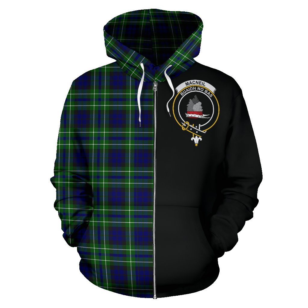 MacNeil of Colonsay Modern Tartan Crest Zipper Hoodie - Half Of Me Style