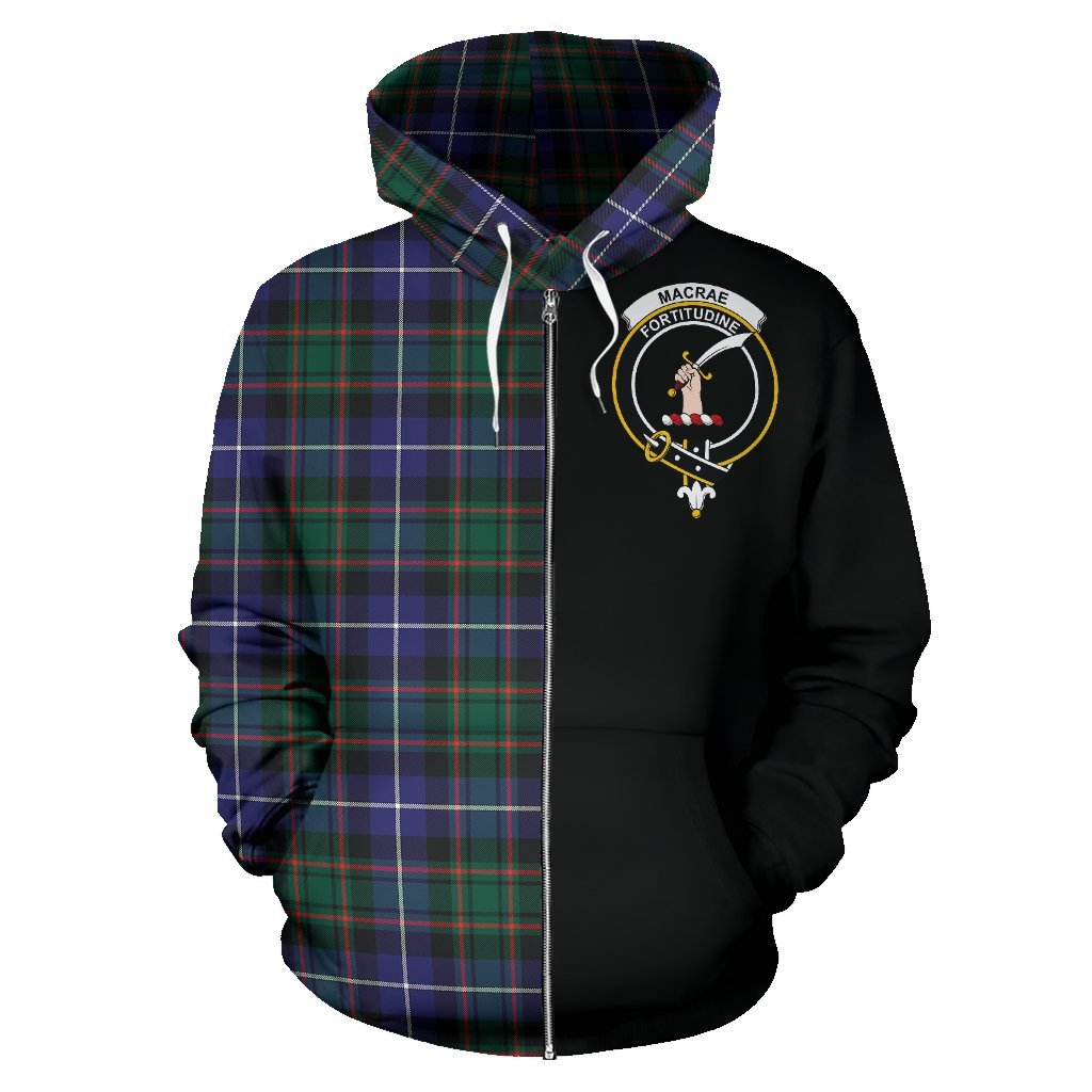 MacRae Hunting Modern Tartan Crest Zipper Hoodie - Half Of Me Style