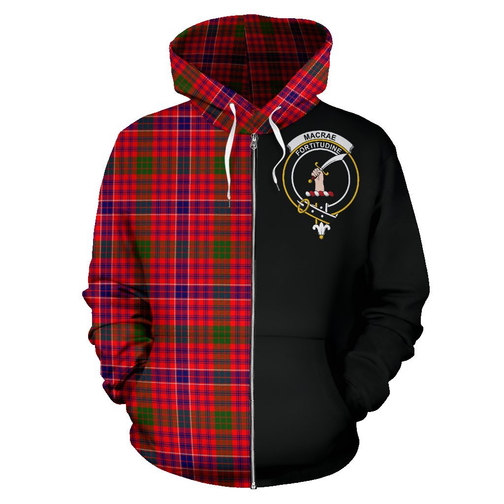 MacRae Modern Tartan Crest Zipper Hoodie - Half Of Me Style