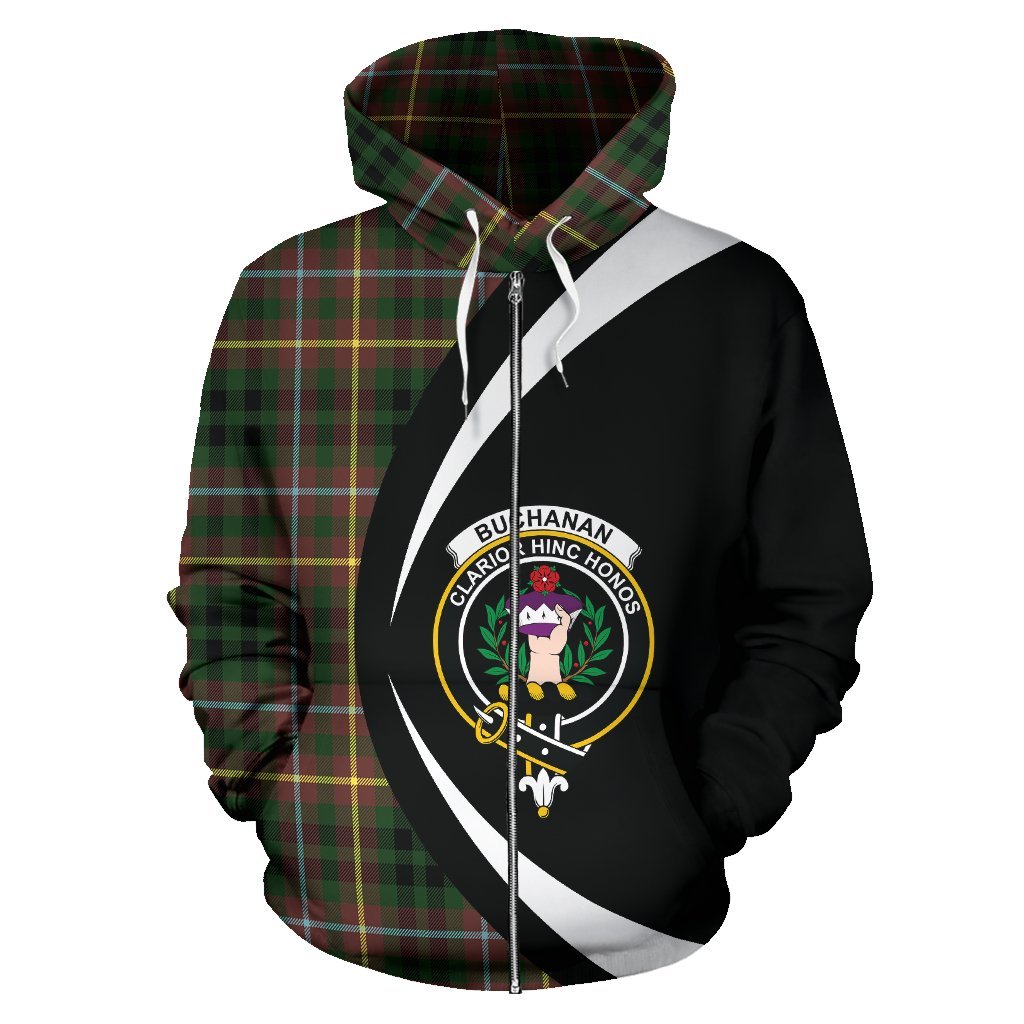 Buchanan Hunting Tartan Crest Zipper Hoodie - Circle Style