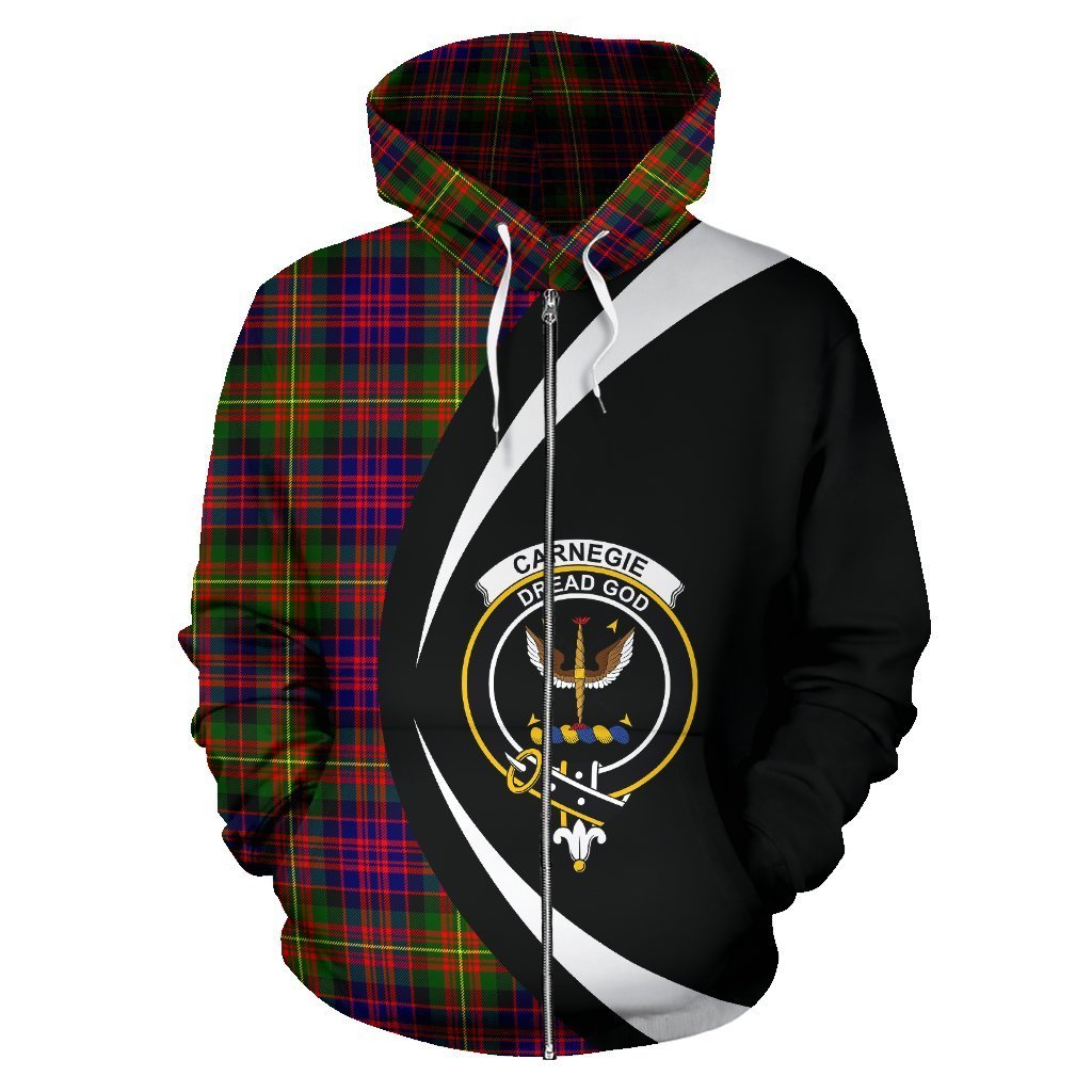 Carnegie Modern Tartan Crest Zipper Hoodie - Circle Style