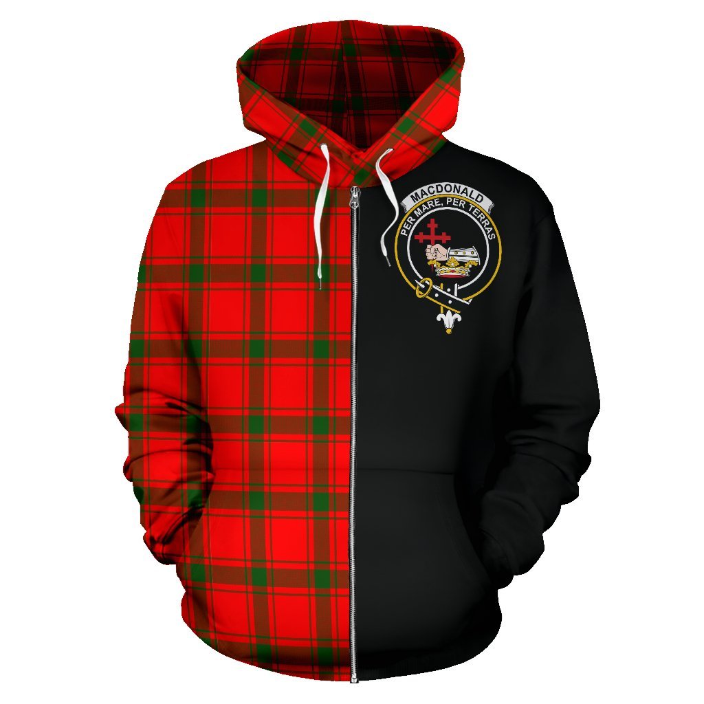 MacDonald of Sleat Tartan Crest Zipper Hoodie - Half Of Me Style