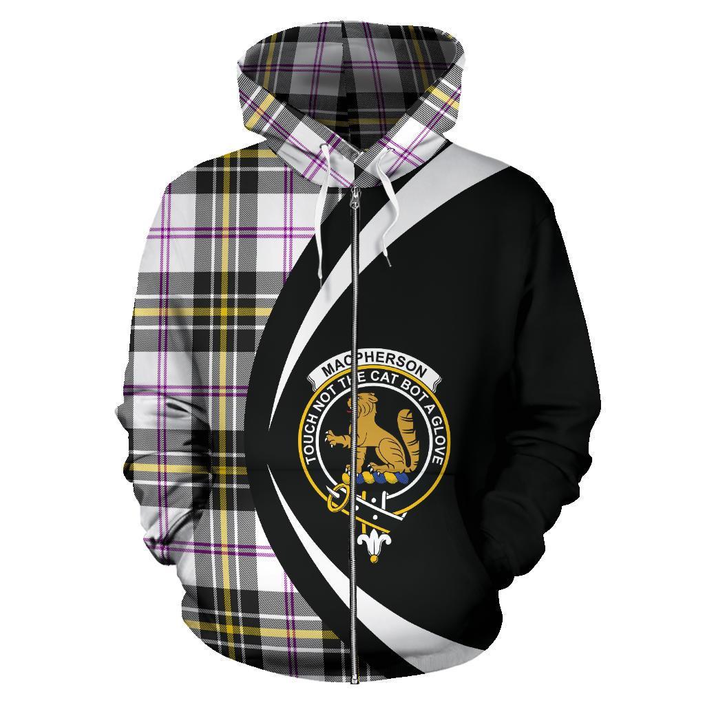 MacPherson Dress Modern Tartan Crest Zipper Hoodie - Circle Style