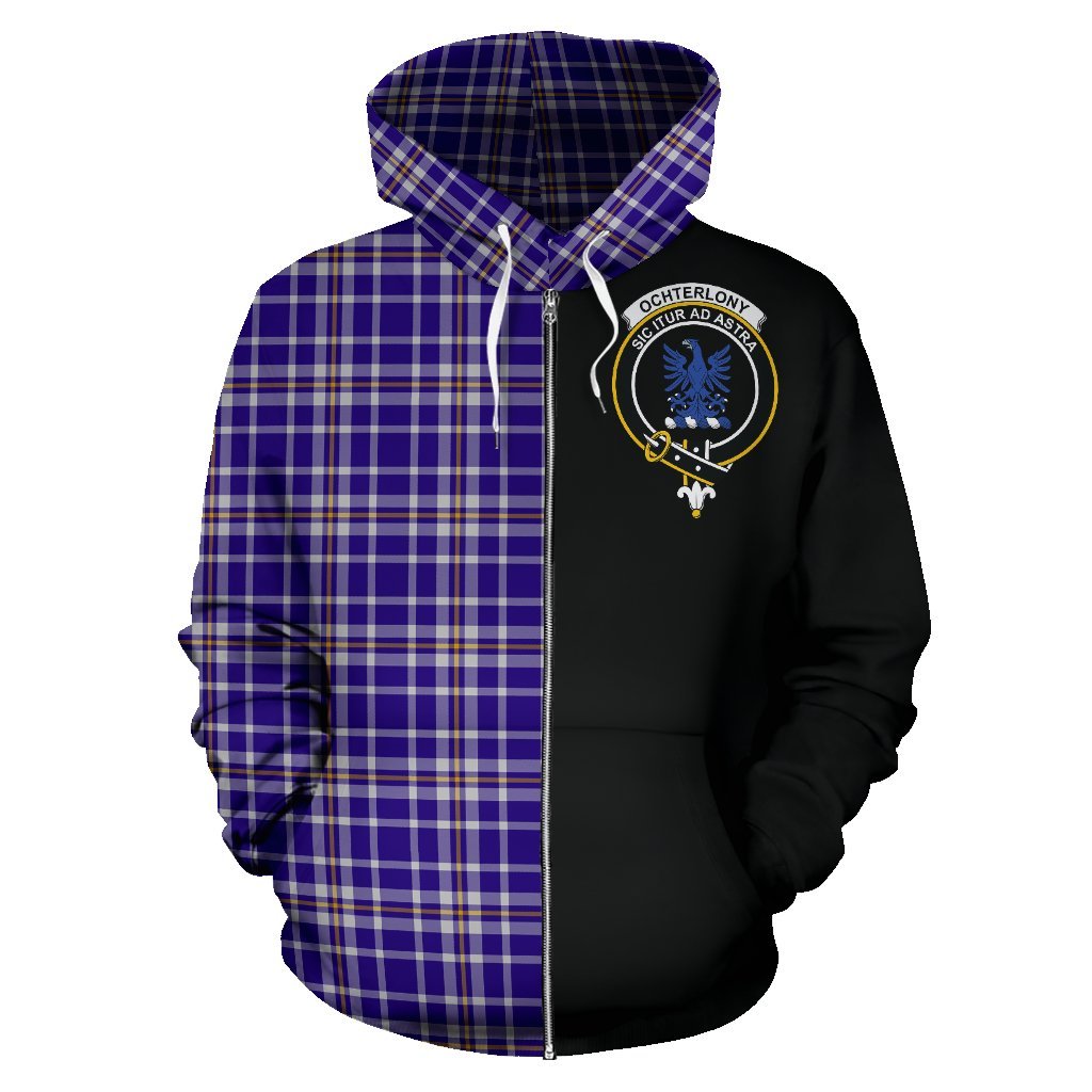 Ochterlony Tartan Crest Zipper Hoodie - Half Of Me Style