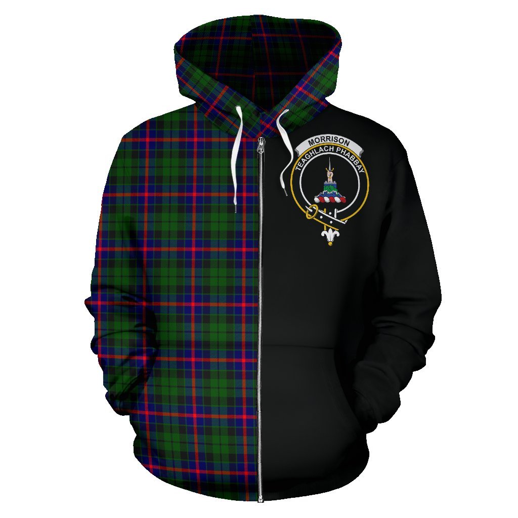 Morrison Modern Tartan Crest Zipper Hoodie - Half Of Me Style