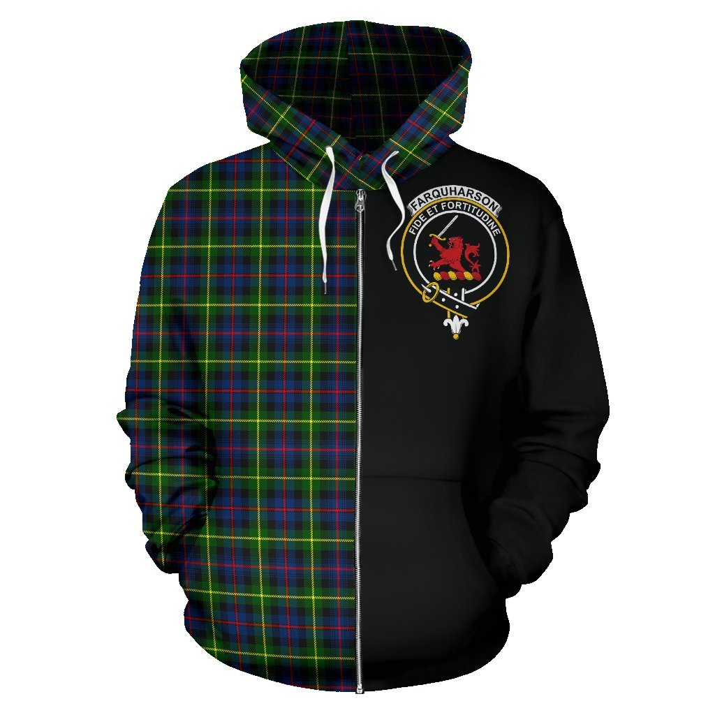 Farquharson Modern Tartan Crest Zipper Hoodie - Half Of Me Style