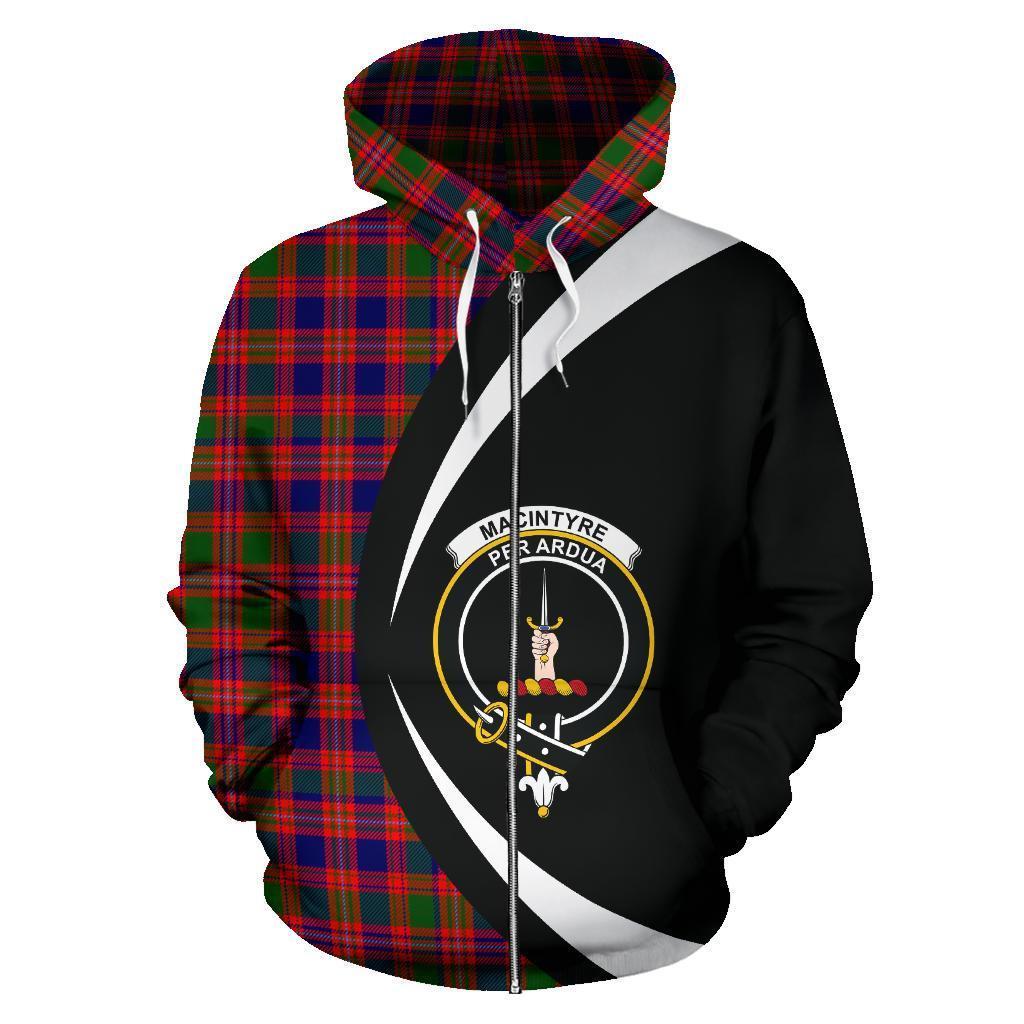 MacIntyre Modern Tartan Crest Zipper Hoodie - Circle Style