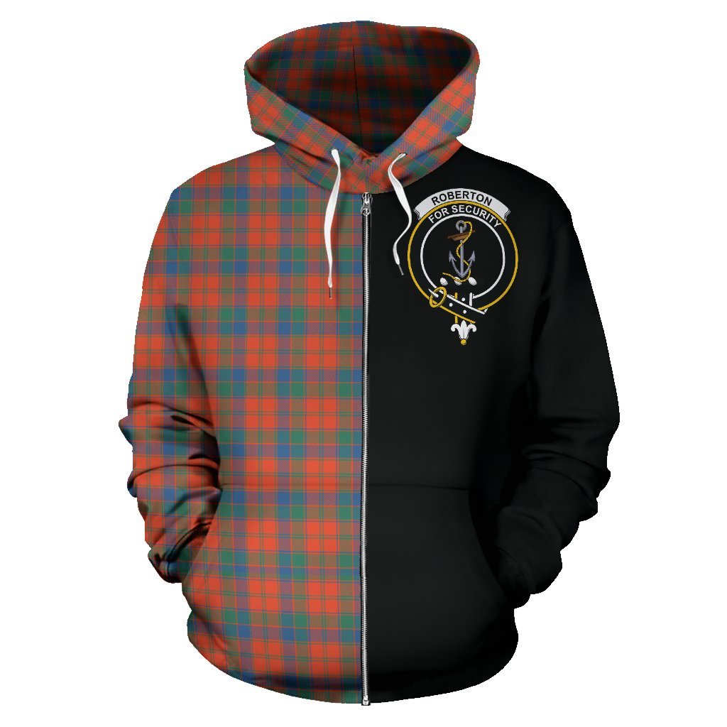 Robertson Ancient Tartan Crest Zipper Hoodie - Half Of Me Style