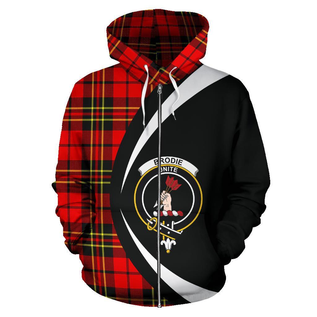 Brodie Modern Tartan Crest Zipper Hoodie - Circle Style