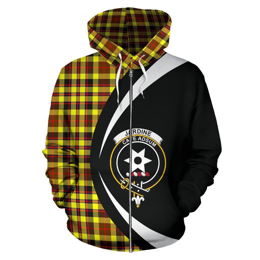 Jardine Tartan Crest Zipper Hoodie - Circle Style