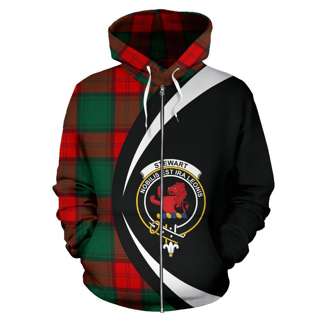 Stewart Atholl Modern Tartan Crest Zipper Hoodie - Circle Style